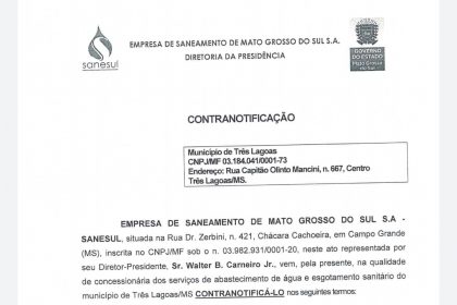 contranotificação sanesul